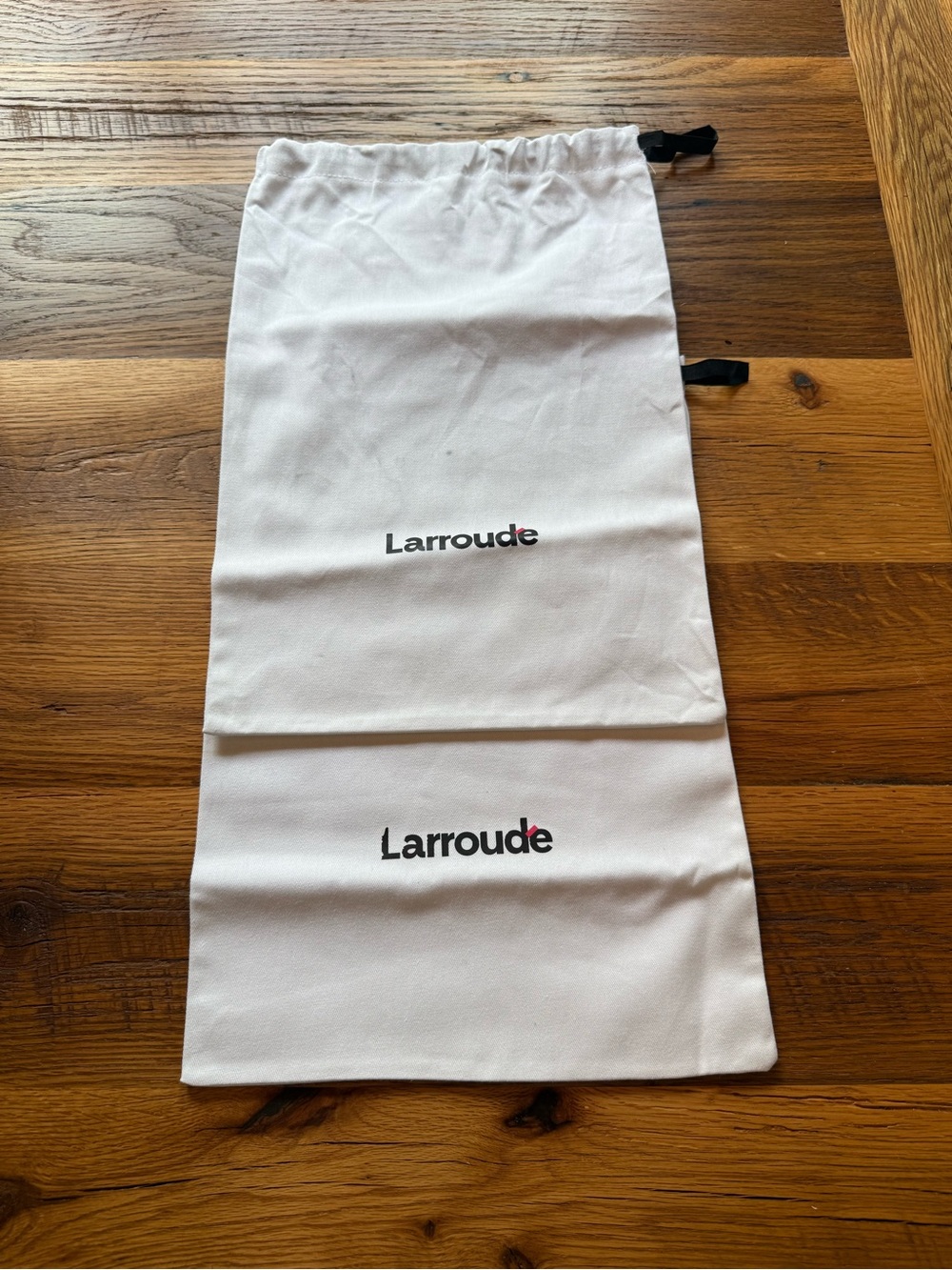 Larroude White Drawstring Dust Bags (2) - 15.5x10.5